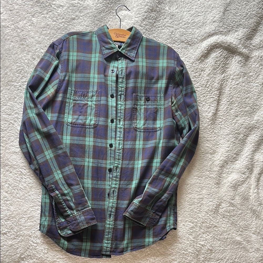 Men's Plaid Shirt - Blue and Green